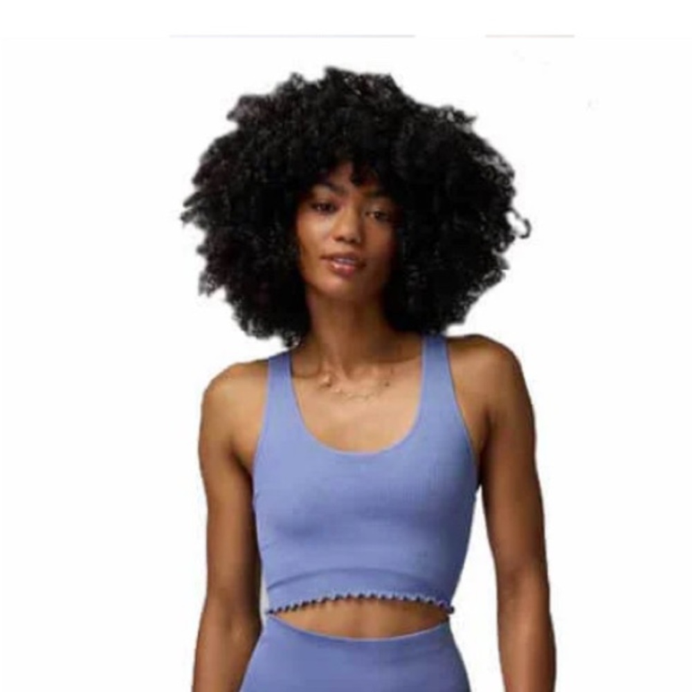 Blue Ribbed Crop Top